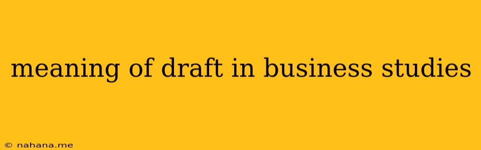 meaning of draft in business studies